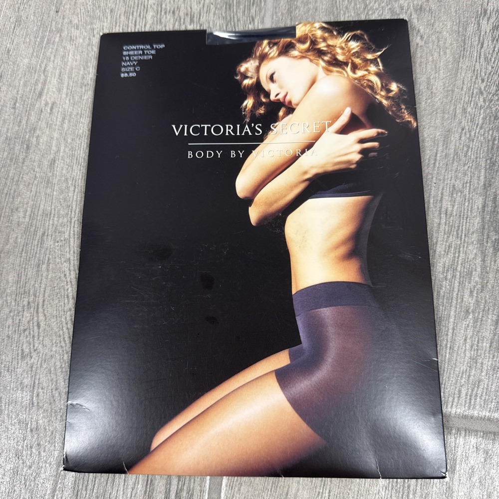 Victoria's Secret Body By Victoria Control Top Pantyhose Size C Navy NWT